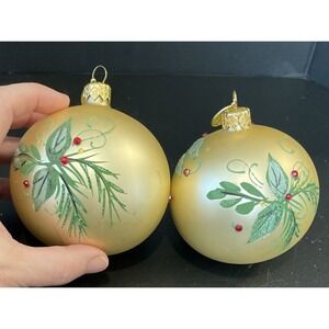 Demdaco Ornament Glitter Rhinestone Mistletoe Ball Christmas Decoration Set Of 2